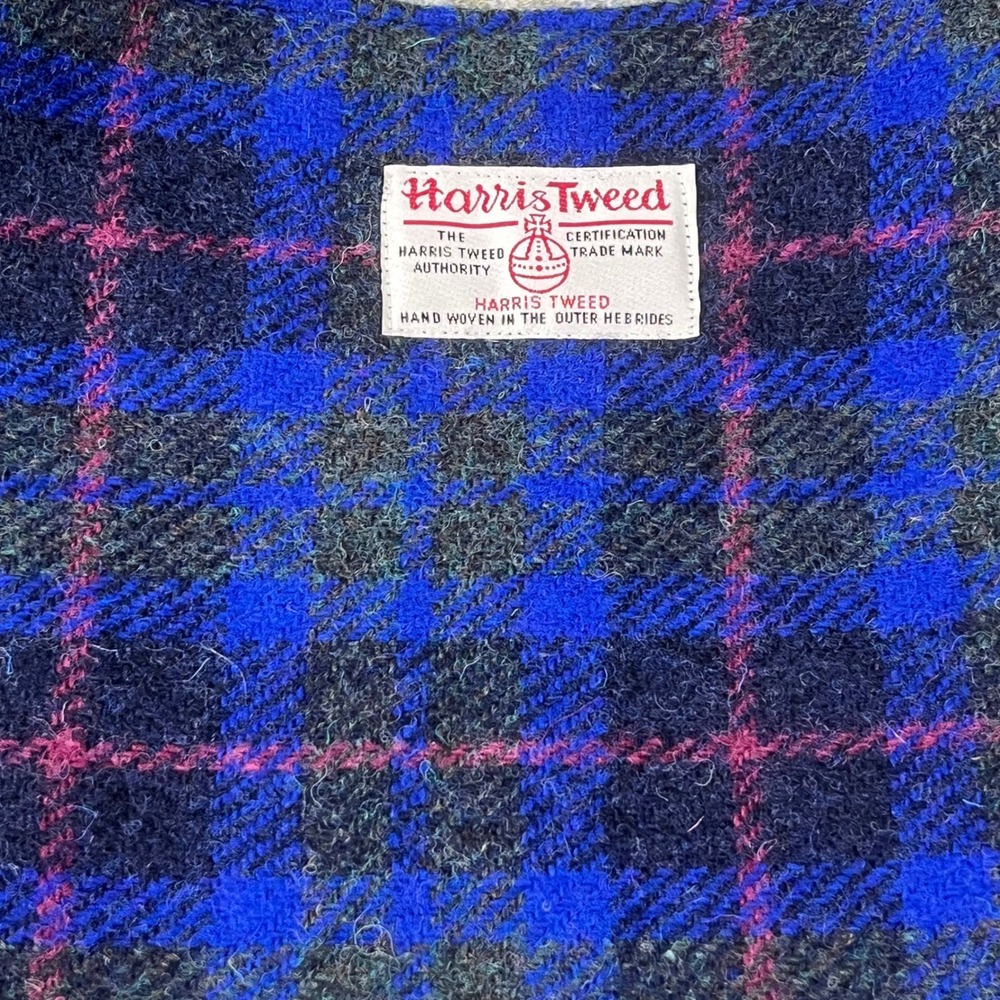 Harris Tweed Shoulder Bag Blue Plaid Wool Owl Lining Crossbody Magnetic Closure - Picture 7 of 11